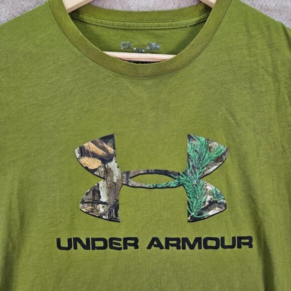 Under Armour Mens T-Shirt Size L Green Camo Graphic Charged Hunting Short Sleeve - Picture 6 of 10